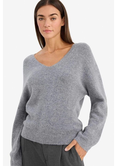 Defacto Regular Fit V Yaka Alpaka Yünü Triko Kazak G6951ax26spgr156 Gri-gr156