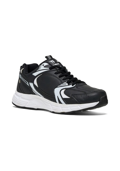 Tonny Black Unisex Siyah Cilt Faylon Taban Bağcıklı Spor Ayakkabı Siyah