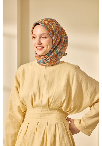 Silk Home Soft Eşarp 73090-03 Taba, İndigo, Sarı, Yeşil