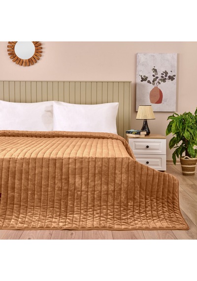 Soft Magro Çift Kişilik Yatak Örtüsü - Bej - 200x230 Cm Renkli