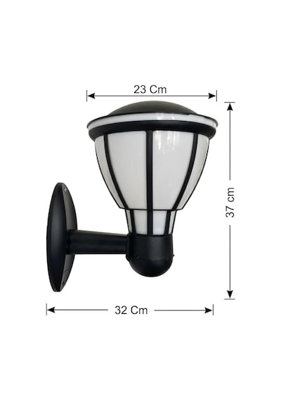 Kupa Serisi Bahçe Duvar Apliği 37 Cm - Siyah E27 Duylu Zita Dış Mekan Lambası - Ip54 Su Geçirmez, Uv Korumalı Mod Çok Renkli