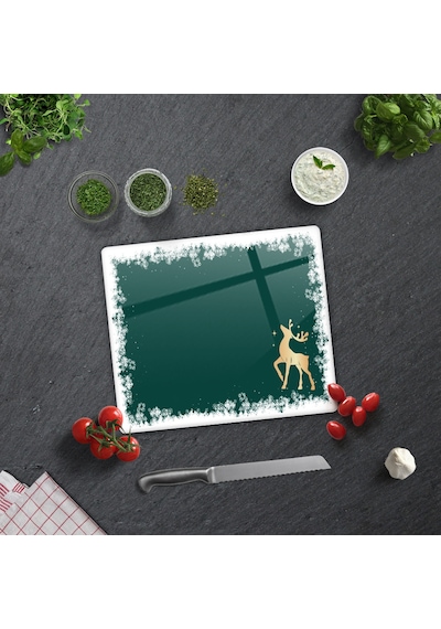 Decorita Cam Kesme Tahtası|Yeni Yıl Kar Çerçeveli|29cm x 34cm
