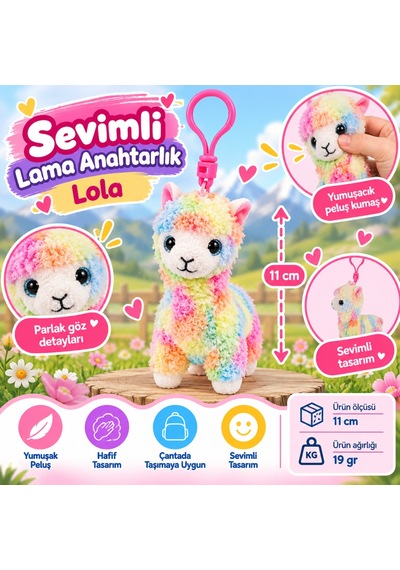 Ty Beanie Boos Peluş Renkli Lama Anahtarlık Lola Nhr