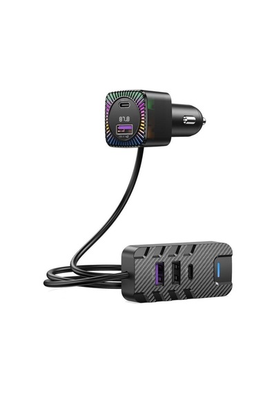 Bcc13 Çok Fonksiyonlu Araç Şarj Adaptörü - Led Işıklı Çift Usb Çıkışlı - 5v3.1v Ortam Aydınlatmalı