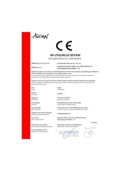 Avonni Av-60193-3t-bsy Siyah Boyalı Modern Avize E27 Metal Cam 40cm Çok Renkli