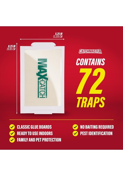 Max-catch Mouse & Insect Glue Trap 72pk, Mouse Traps Indoor For Home, Yapışkan Haşere Kontrolü Yapışkan Tepsi, Toksik Olmayan Dökme Yem Öncesi Tutkal Panoları