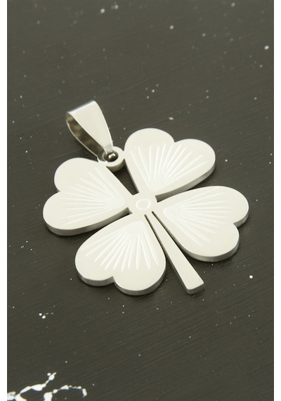 Yonca - 639 - Çelik Kolye Ucu 3,5 Cm - Myceshop - Gümüş Rengi