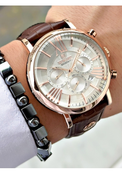 Reward Marka Deri Kordon Orjinal Klips Su Geçirmez Erkek Kol Saati + Bileklik Rose Gold - Gold