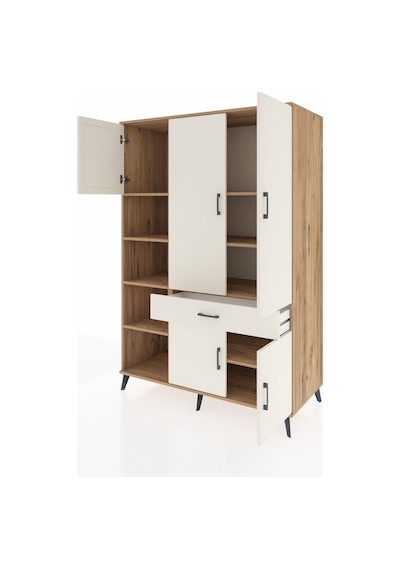 Kronos Dolap 8 Raflı Tek Çekmeceli 5 Kapaklı 132x59x195 Çam-a... Çam
