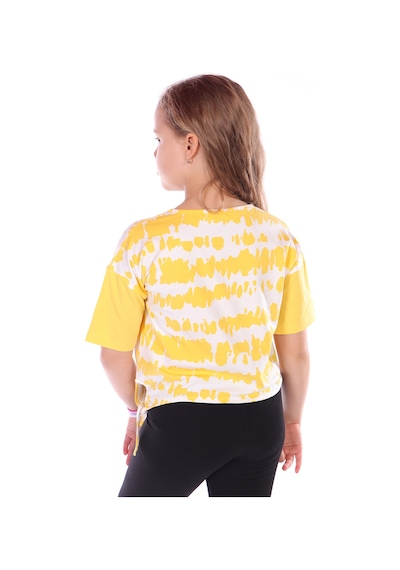 Toontoy Kids Toontoy Kız Çocuk Runner Baskılı Batikli Tişört Koyu Sarı