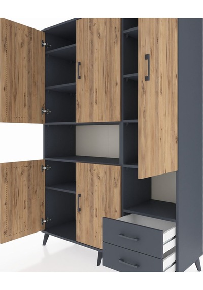 Hyperion Dolap 10 Raflı 2 Çekmeceli 5 Kapaklı 132x44x195 Antrasit-çam/antrasit Atlas Çam/antrasıt Hyperion Dolap 10 Raflı 2 Çekmeceli 5 Kapaklı 132x44x195 Antrasit-çam/antrasit Atlas Çam/antrasıt