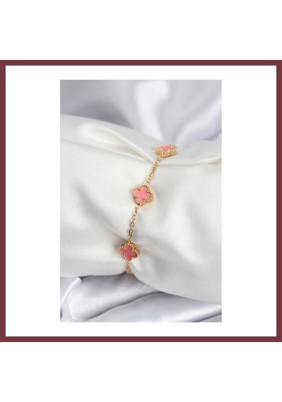 Storeşahin 316l Çelik Gold Renk Pembe Baby Boy Yonca Kadın Bileklik Shn0720