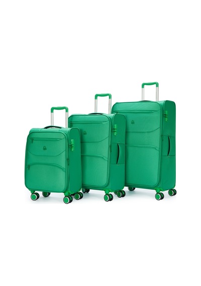 Benetton 3'lü Valiz Seti Lüx Kumaş Valiz Yeşil Bnt2400 Yeşil