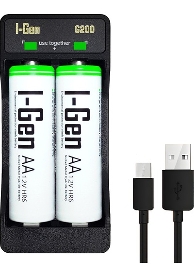 I-gen G227 2'li Aa/aaa/9v Pil Şarj Aleti + 2 Adet Aa 2700 Mah 1.2v Ni-mh Şarjlı Kalem Pilli Set