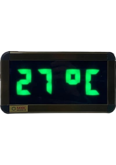 Dijital Led Duvar Ve Masa Saati Ve Derece - Yeşil Kasa Ölçüleri: 7x17 Cm