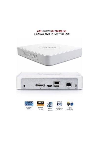 Ds-7108nı-q1 8 Kanal Ip Nvr 1 Hdd 6tb Destekli