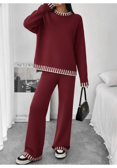 Sayzen Your Shine Yirtmaçli Kazak Pantolon Alt-üst Takim Sy-2510 Bordo