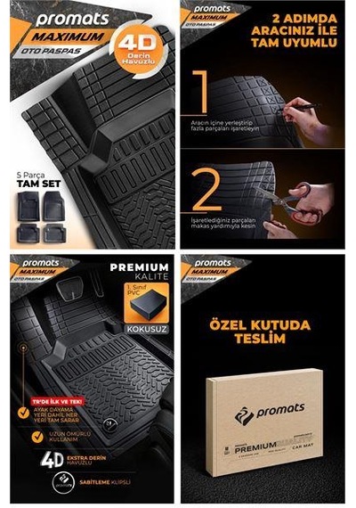 Paspas 4d Extra Derin Havuzlu Maximum Bej Sabitleme Klipsli Koli İçi 5 Adet