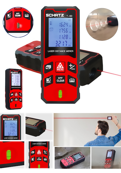 Schatz 100 Metre Lazerli Mesafe Ölçer Kırmızı Işık Lazermetre Kırmızı
