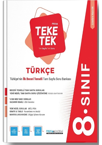 8. Sınıf Türkçe Teke Tek Soru Bankası- Pruva Akademi
