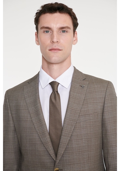 Ac&Co / Altınyıldız Classics Erkek Bej Yünlü Slim Fit Dar Kesim Mono Yaka Kapak Cepli Desenli Esnek Takım Elbise Ac&Co / Altınyıldız Classics Erkek Bej Yünlü Slim Fit Dar Kesim Mono Yaka Kapak Cepli Desenli Esnek Takım Elbise