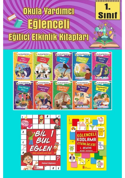 1.sınıflar İçin Okumayı Sevdiren 10 Lu Hikaye Seti -bil Bul Eğlen-kodlama 17 Okulda Evde Tatilde