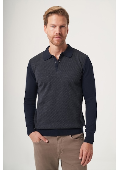 İmza Lacivert-füme Polo Yaka Uzun Kol Örme Comfort Fit Pamuklu Kazak 1012265153 Lacivert - Füme İmza Lacivert-füme Polo Yaka Uzun Kol Örme Comfort Fit Pamuklu Kazak 1012265153 Lacivert - Füme