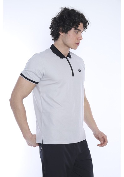 Escetic Erkek Spor Bej Polo Yaka Slim Fit T-Shirt-3342