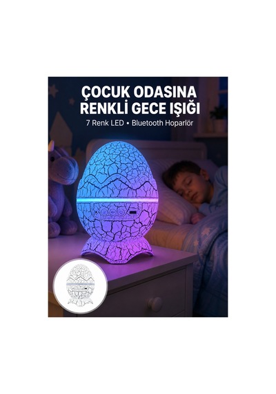 Dinazor Yumurta Gece Lambası Yeni Nesil Altın