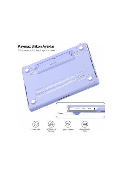 Macbook Air 13.6 İnç Kılıf M2 M3 M4 M5 Uyumlu, Mat Şeffaf Parmak İzi Bırakmaz Pc Hardcase, Gizli Katlanabilir Standlı, Havalandırmalı İnce Koruyucu A2681/a3113/a3240/a3449 Açık Lila Belirtilmemiş Macbook Air 13.6 İnç Kılıf M2 M3 M4 M5 Uyumlu, Mat Şeffaf Parmak İzi Bırakmaz Pc Hardcase, Gizli Katlanabilir Standlı, Havalandırmalı İnce Koruyucu A2681/a3113/a3240/a3449 Açık Lila Belirtilmemiş