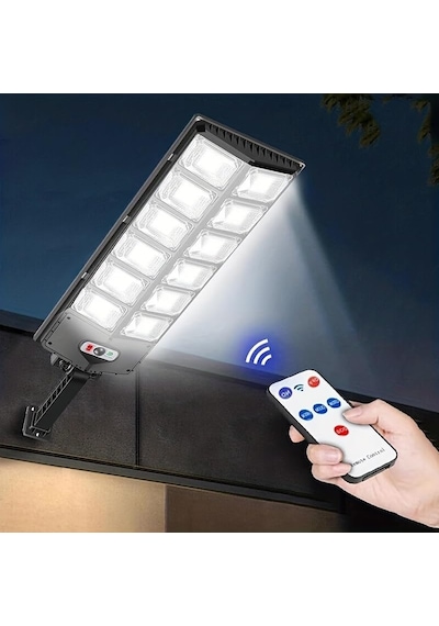 600w Solar Hareket Sensörlü Bahçe Aydınlatması 12 Led Panel Lamba, Güneş Enerjili, Kumandalı 3modlu