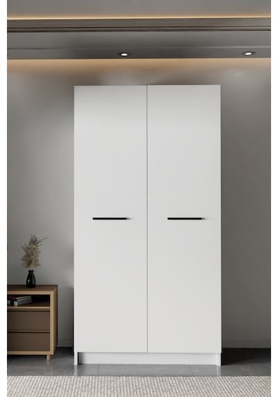 - Ladik - Beyaz Çift Kapaklı Gardırop 180-90-45 Cm Beyaz - Ladik - Beyaz Çift Kapaklı Gardırop 180-90-45 Cm Beyaz