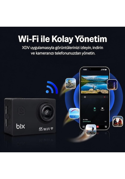 Pulse 2 Wi-fi 4k 30fps Aksiyon Kamerası 20 Mp Web Kamera Modlu 30 Metre Su Geçirmez Kılıflı Bisiklet Motosiklet Vlog Kamerası Siyah Siyah Diğer