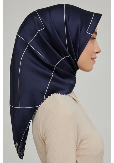 Armine Dj Saf İpek Eşarp 8655d T Nostalji Twill -05 Lacivert