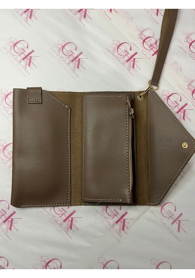 Gk Gamzelirenklerim Luxury Fashıon&accessorıes El Askılı Telefon Ve Para Bölmeli Lux Yumuşak Deri Cüzdan Vızon