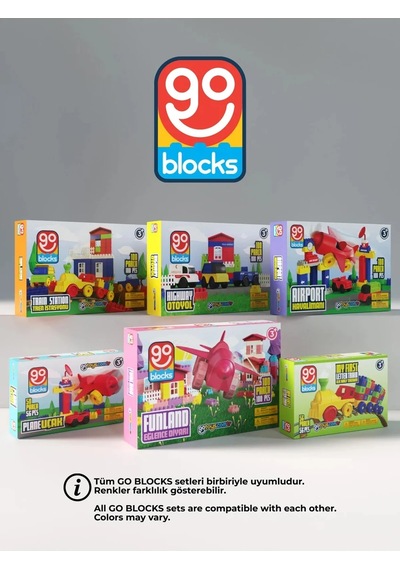 Go Blocks Train Station 100 Parça Yapı Blok Seti Yapı Oyuncakları Mega Blok