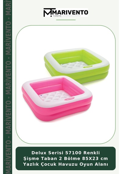 Delux Serisi 57100 Renkli Şişme Taban 2 Bölme 85x23 Cm Yazlık Çocuk Havuzu Oyun Alanı Çok Renkli