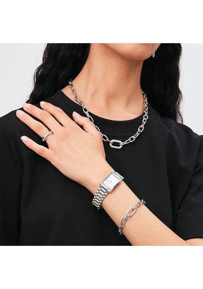 Crystal Link Ring Silver Gümüş