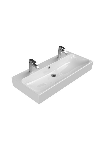 Çift Hazneli Etajerli 100 Cm Seramik Lavabo Tasarımı 508 Yeşil