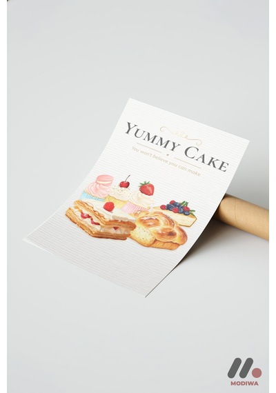 Yummy Cake Tatlı Posteri, Çerçevesiz Yüksek Kalite Duvar Afişi - Mutfak Dekorasyonu