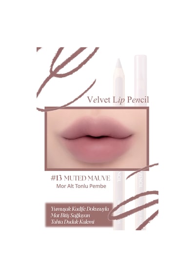Kremsi Formüle Sahip Dudak Kalemi Ve Kalemtıraş Seti Clıo Velvet Lip Pencil Set 13 Muted Mauve