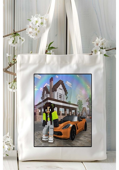 Art Hediye School Party Craft Mobil Oyun Baskılı Bez Çanta Omuz Çantası Çift Tafaflı Baskı Kişiye Özel 3 Çok Renkli