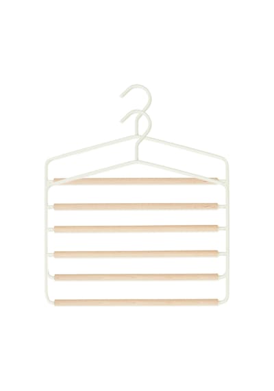 Ocean Home Textile 2'li 3 Katlı Ahşap Destekli Mat Beyaz Renk Metal Giysi Askısı 32 X 36.5 X 0.47 Cm Mat Beyaz