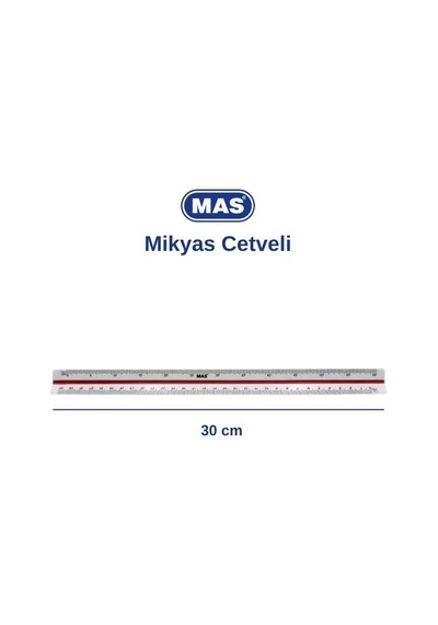 Mas Üçgen Plastik Mikyas Cetveli 30 Cm 2262 Beyaz