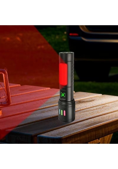 Wellhise Usb Şarjlı Yüksek Güç Spot Uzun Led El Feneri Zumlanabil Siyah