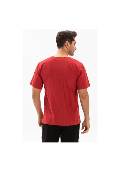 Kısa Kol Şile Bezi Bisiklet Yaka Erkek Yazlık Tshirt Kırmızı 3051-bordo Bordo