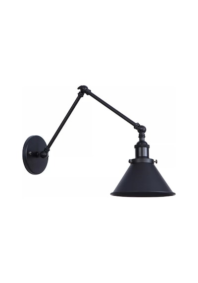 Mylights Retro Rustik Mat Siyah Üç Mafsalı Akrobat Aplik Duvar Siyah