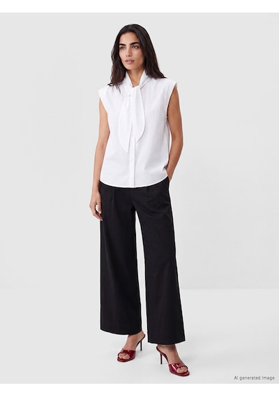 Lcw Vision Beyaz Fular Yaka Oversize Kadın Gömlek
