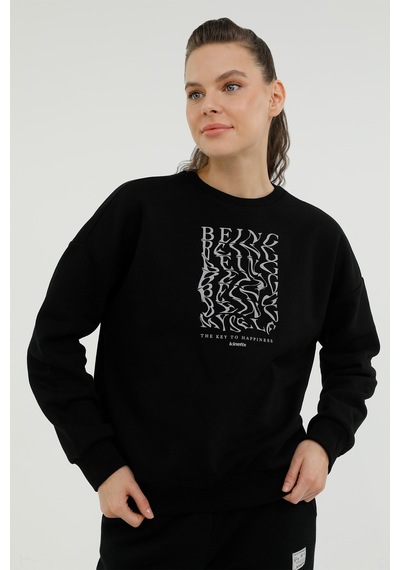 Kinetix W-SDK203 RACHEL SLOGAN SW Siyah Kadın Sweatshirt