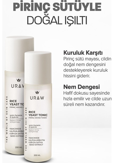 Uraw Aydınlatıcı ve Leke Karşıtı Pirinç Mayası Tonik 200 ML